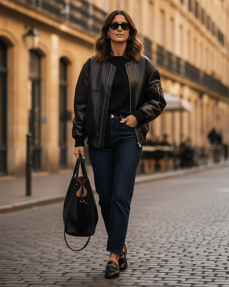 Žena ve stylovém zimním outfitu