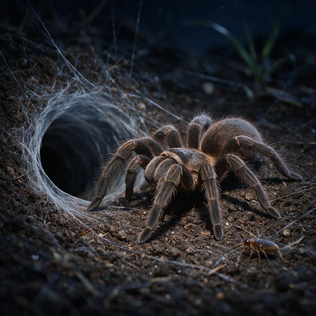 seedream-5.0-pro_A_highly_photorealistic_tarantula_waiting_quietly_near_the_entrance_of_a_silk-li-0