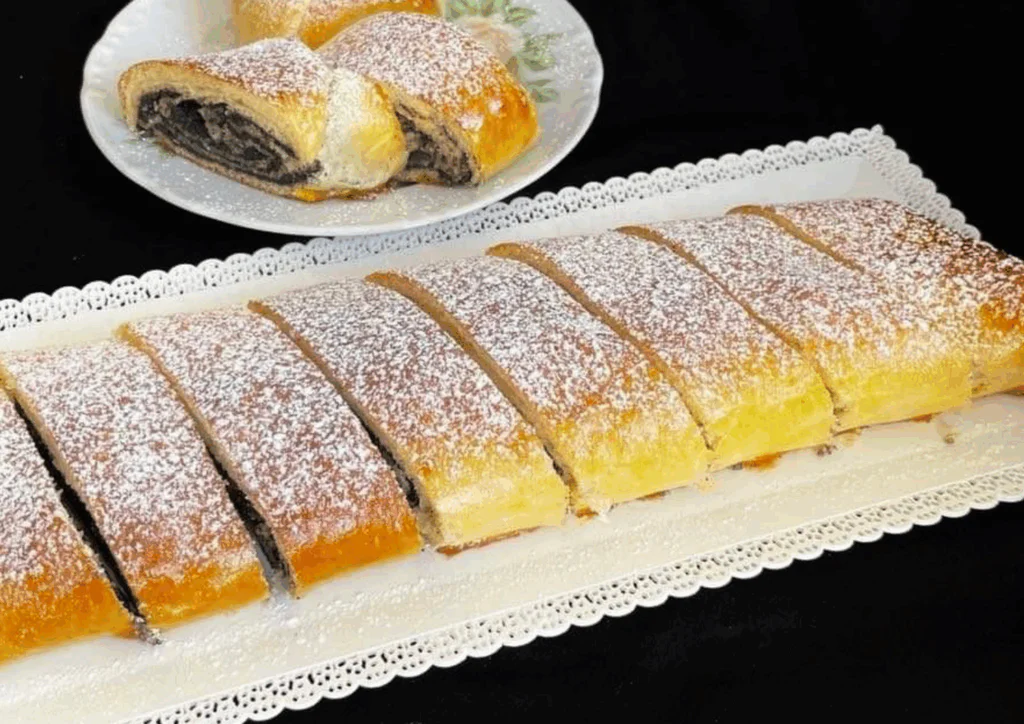 Upečený závin necháme vychladnout a poprášíme Moučkovým cukrem.