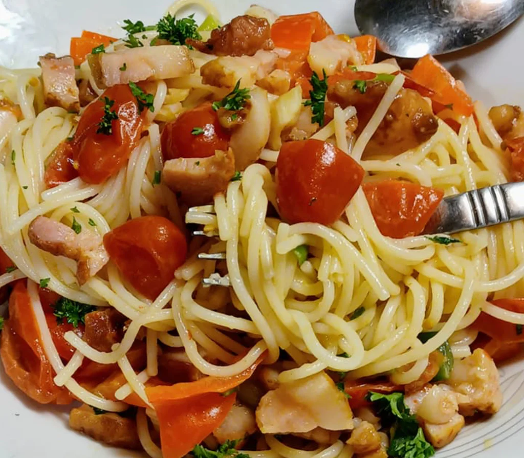 Obrázek k receptu na špagety se slaninou