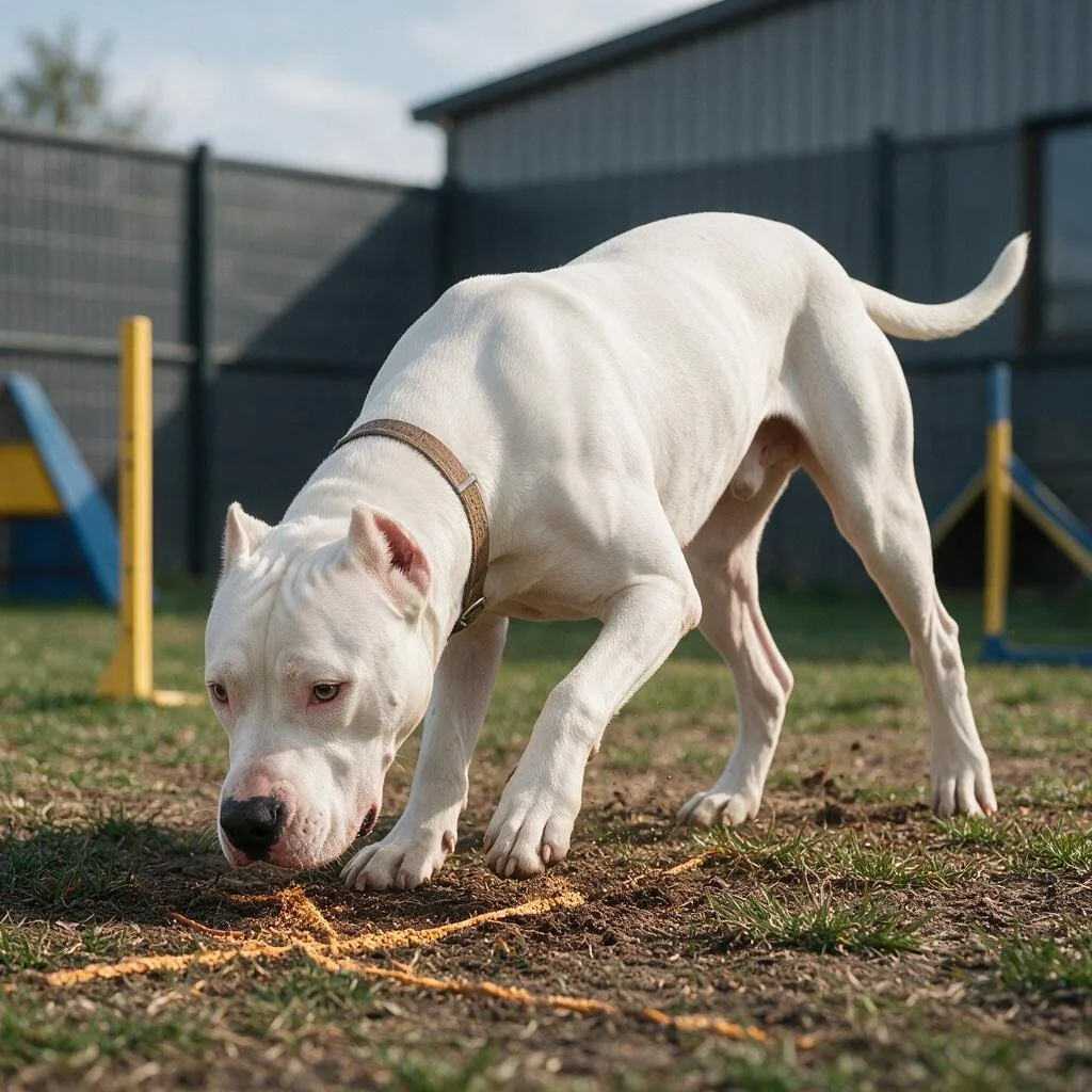 seedream-5.0-pro_A_photorealistic_Dogo_Argentino_engaged_in_a_scentwork_activity_outdoors_focused-0