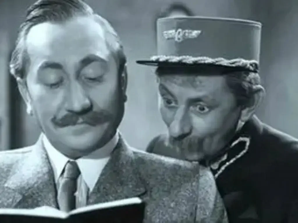 Vlasta Burian při natáčení scény