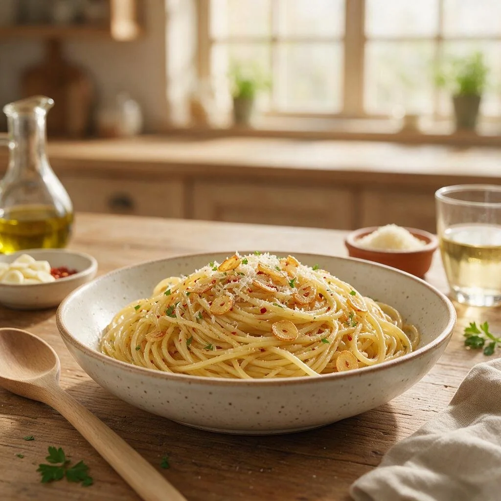 seedream-5.0-pro_Simple_elegant_plate_of_spaghetti_aglio_e_olio_glossy_pasta_coated_in_olive_oil_-0
