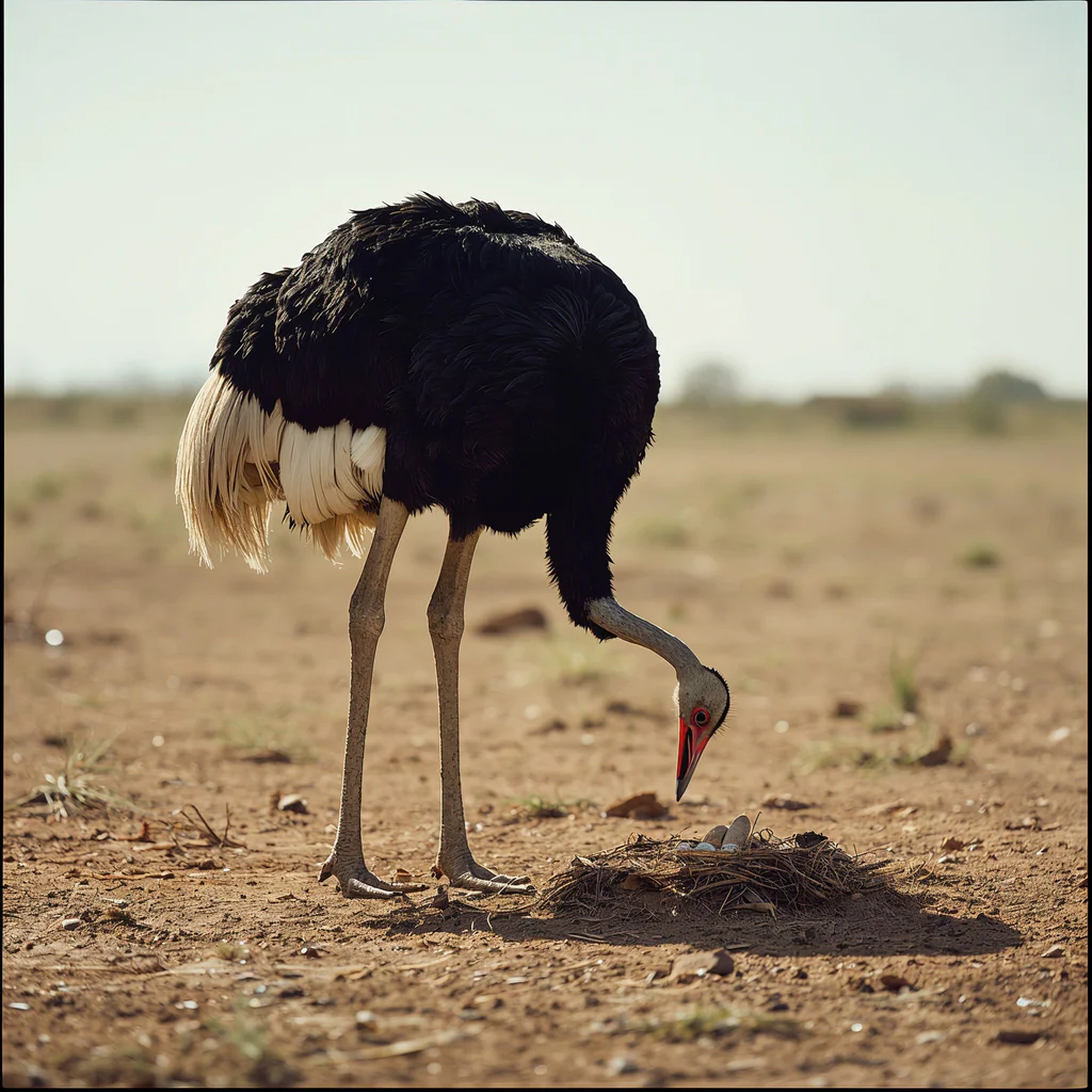 lucid-origin_A_stunning_and_vibrant_cinematic_photo_of_Somali_ostrich_guarding_a_nest_on_open-0