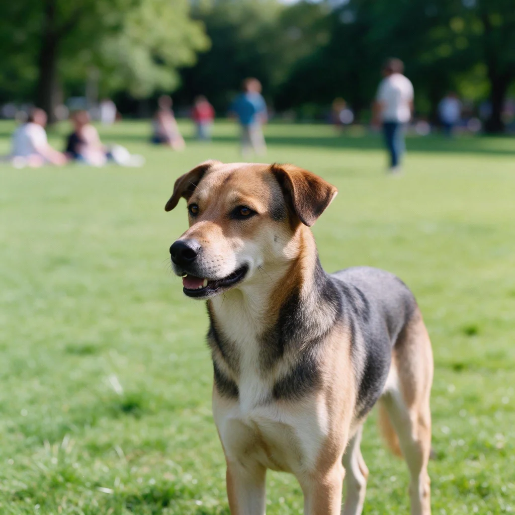 seedream-5.0-pro_A_photorealistic_dog_standing_calmly_in_a_bright_green_park_neutral_relaxed_cani-0