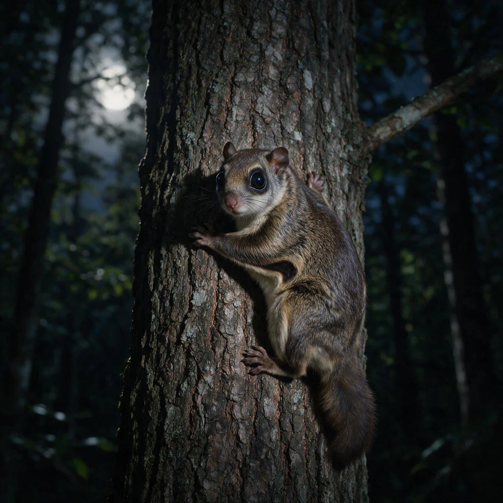 seedream-5.0-pro_A_photorealistic_flying_squirrel_clinging_naturally_to_the_trunk_of_a_mature_tre-0