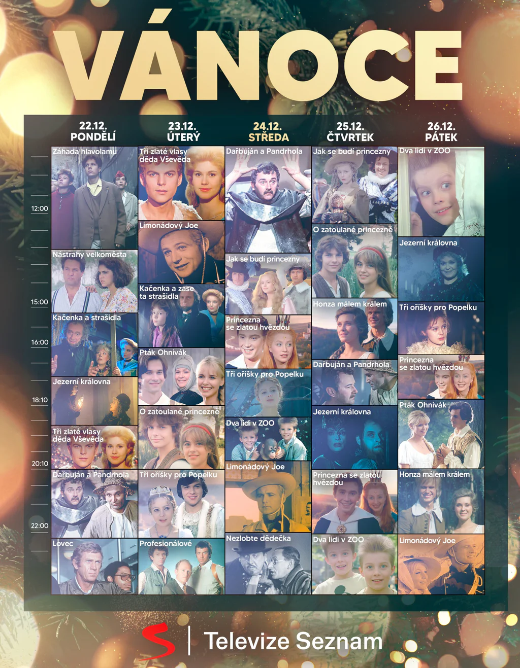 Fotografie programového schématu televize Seznam
