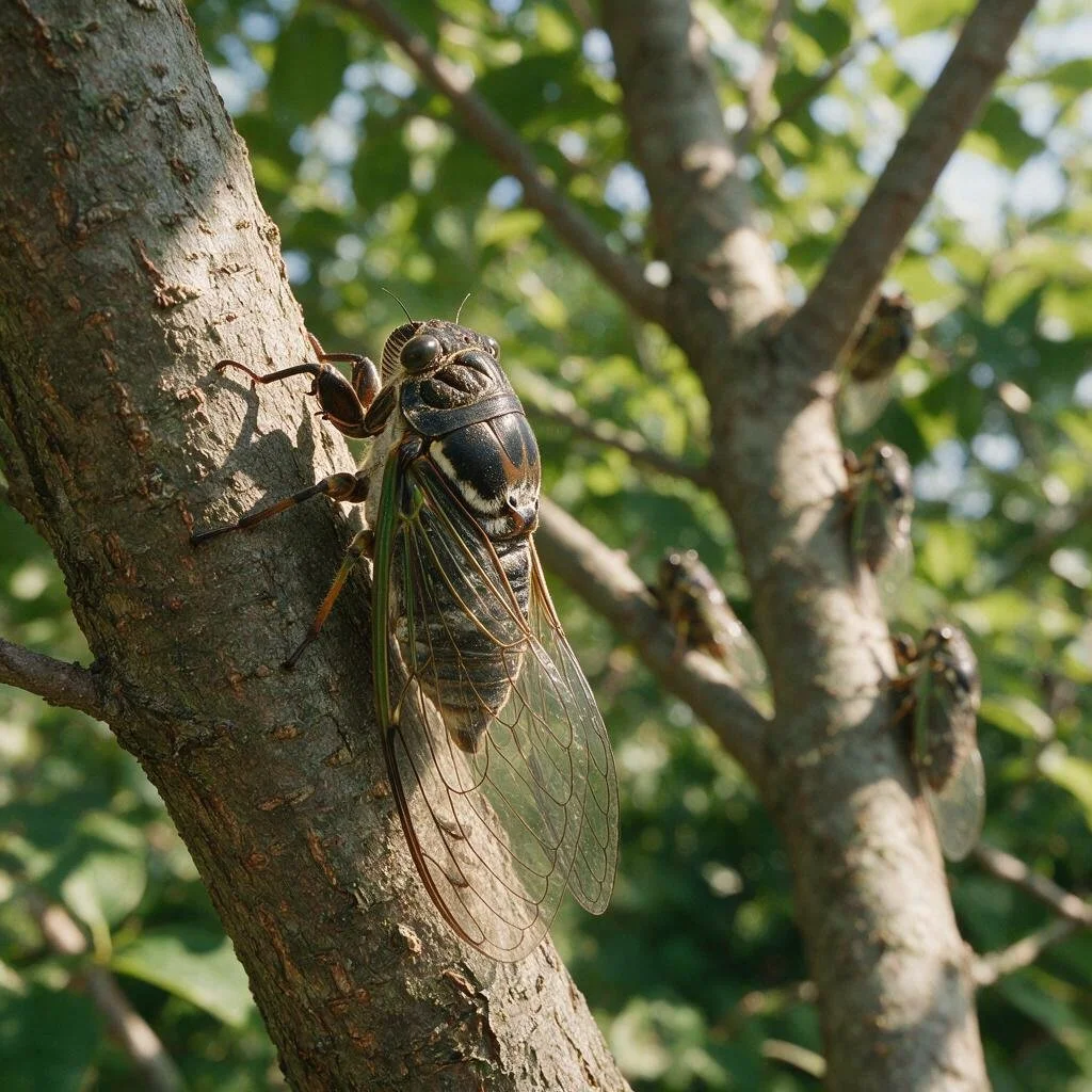 seedream-5.0-pro_A_highly_photorealistic_male_cicada_calling_from_a_tree_branch_during_a_hot_summ-0