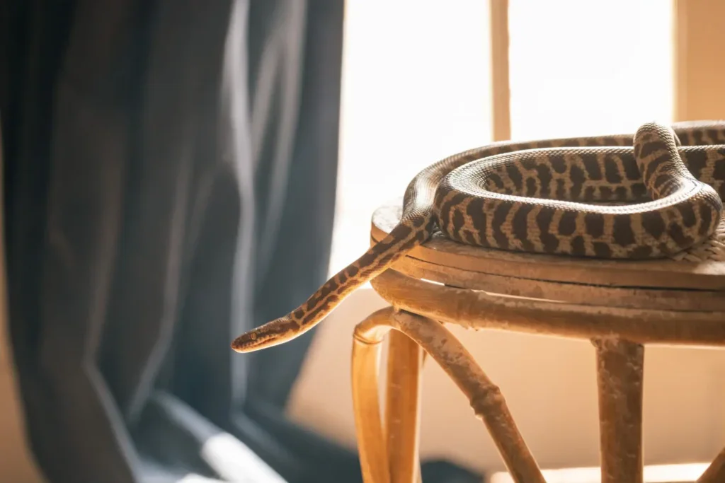 Krajta Královská na židli