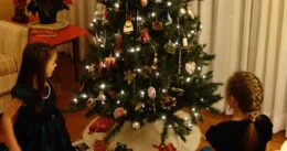 Fotografie dětí u vánočního stromečku