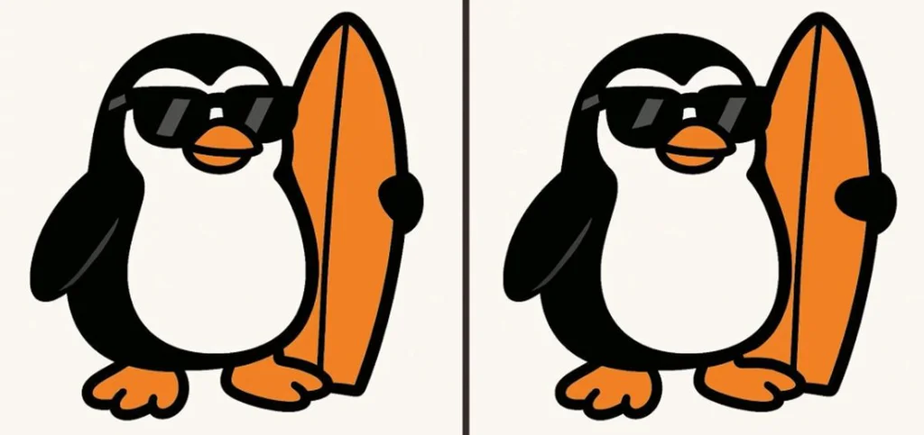 Hádanka s tučňáky a surfem