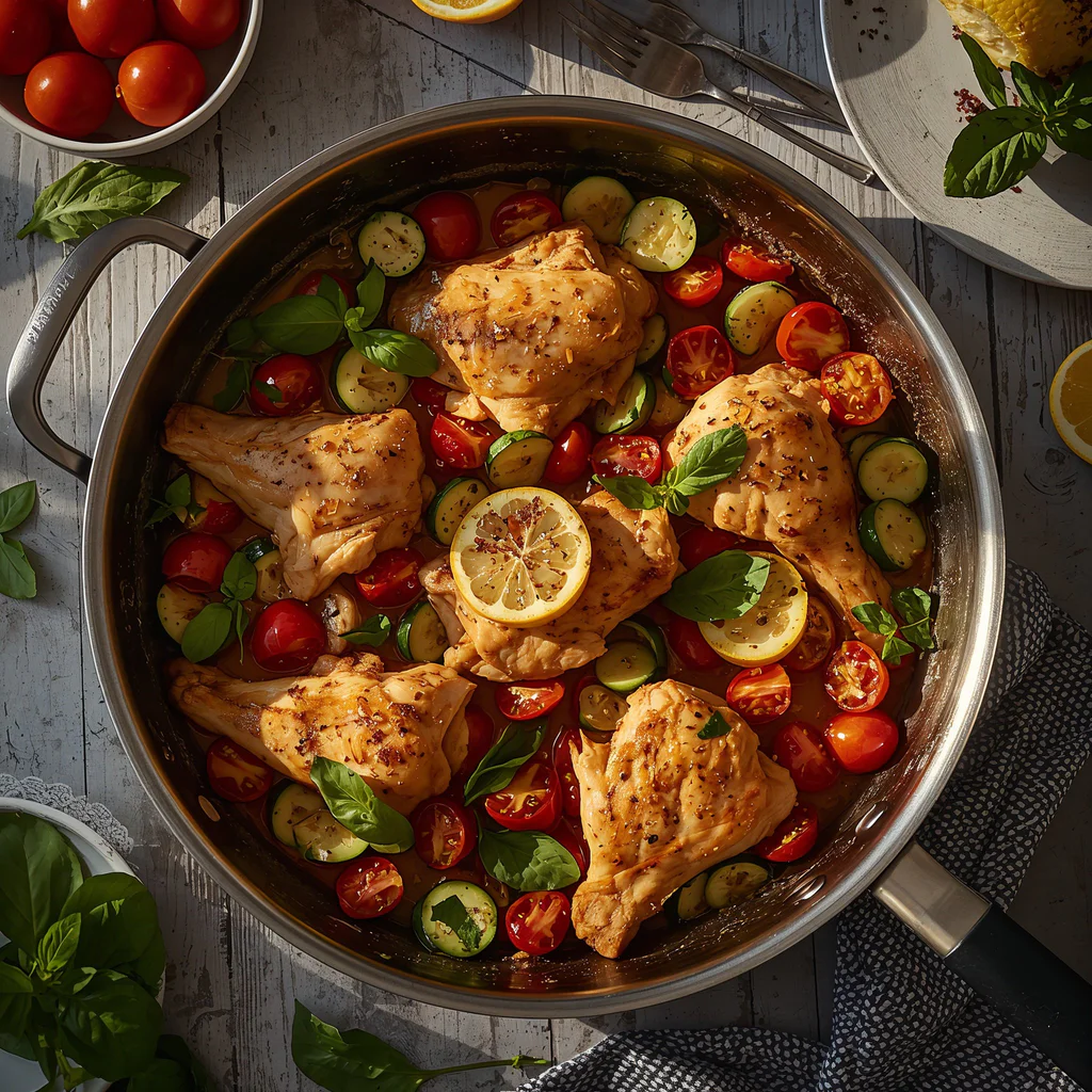 lucid-origin_Photorealistic_editorial_summer_food_image_of_a_one-pan_chicken_dinner_with_zucc-0