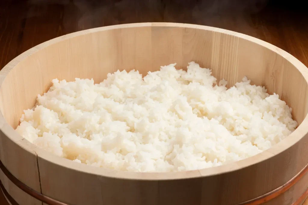 Namočená rýže v sudu