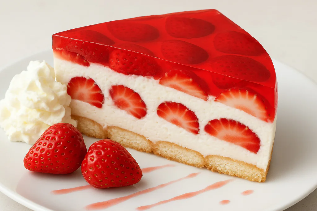 Obrázek receptu na Nepečený piškotový dort s ovocem a želatinou