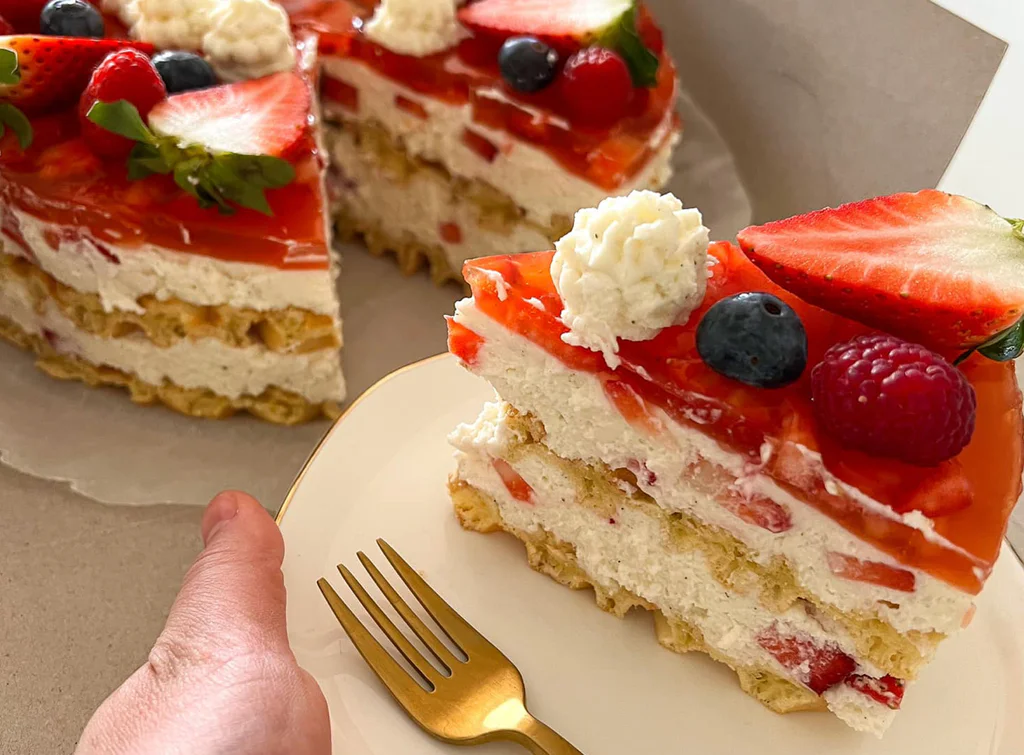 Obrázek k receptu na dort z vaflí s ovocem