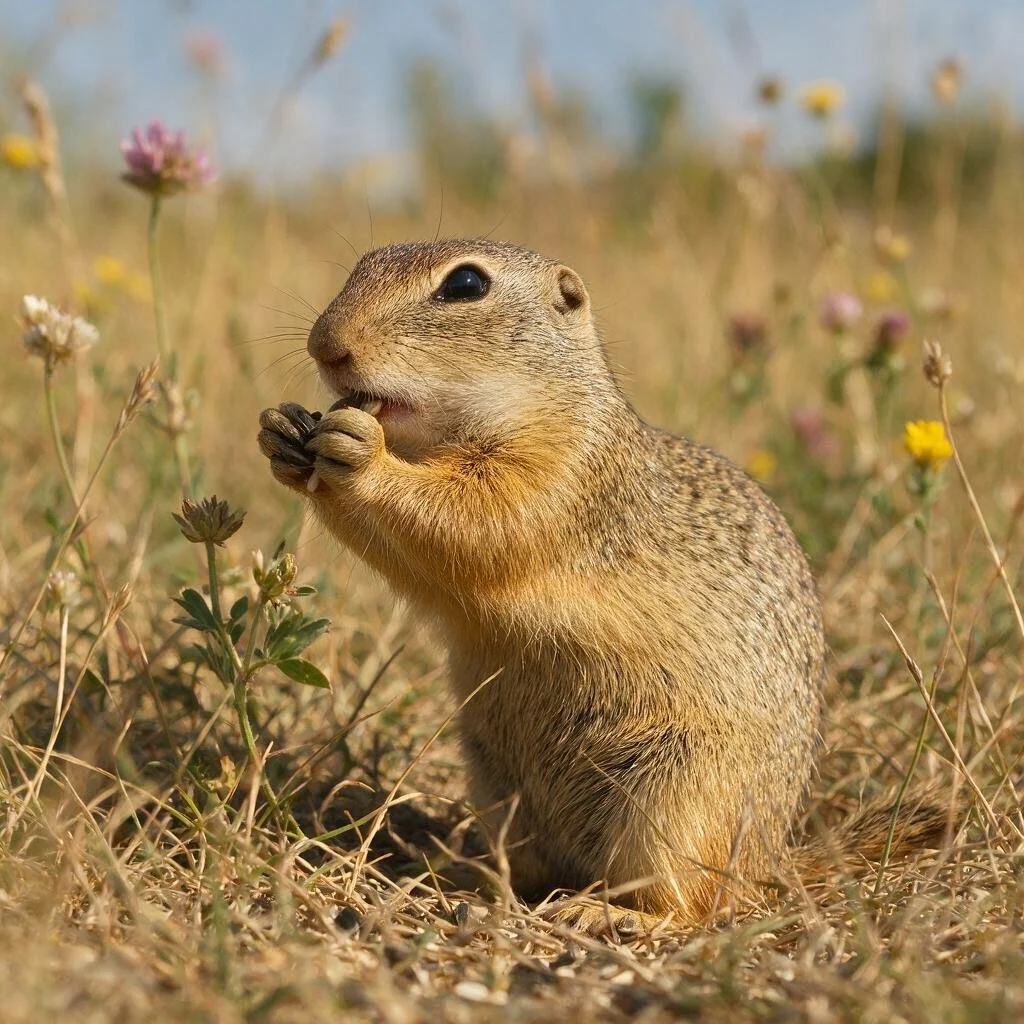 seedream-5.0-pro_A_highly_photorealistic_European_ground_squirrel_feeding_naturally_on_seeds_and_-0