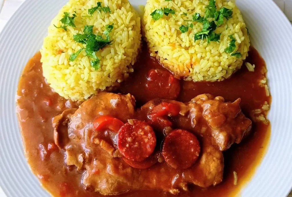 Obrázek receptu na pikantní maďarskou krkovičku.