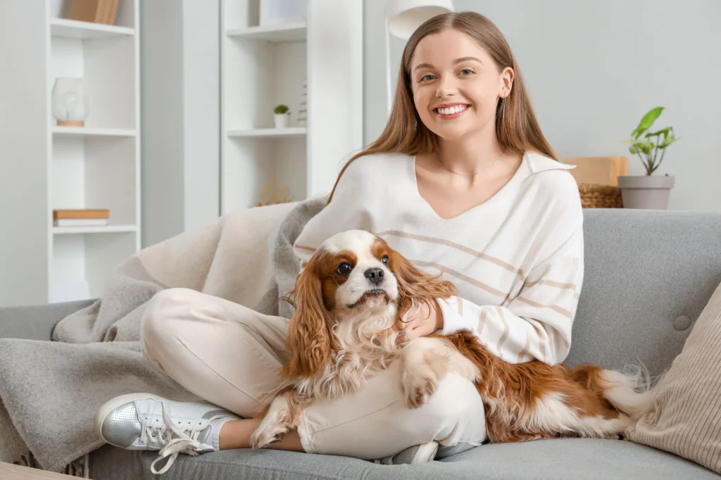 Mladá dívka s věrným psím mazlíčkem.