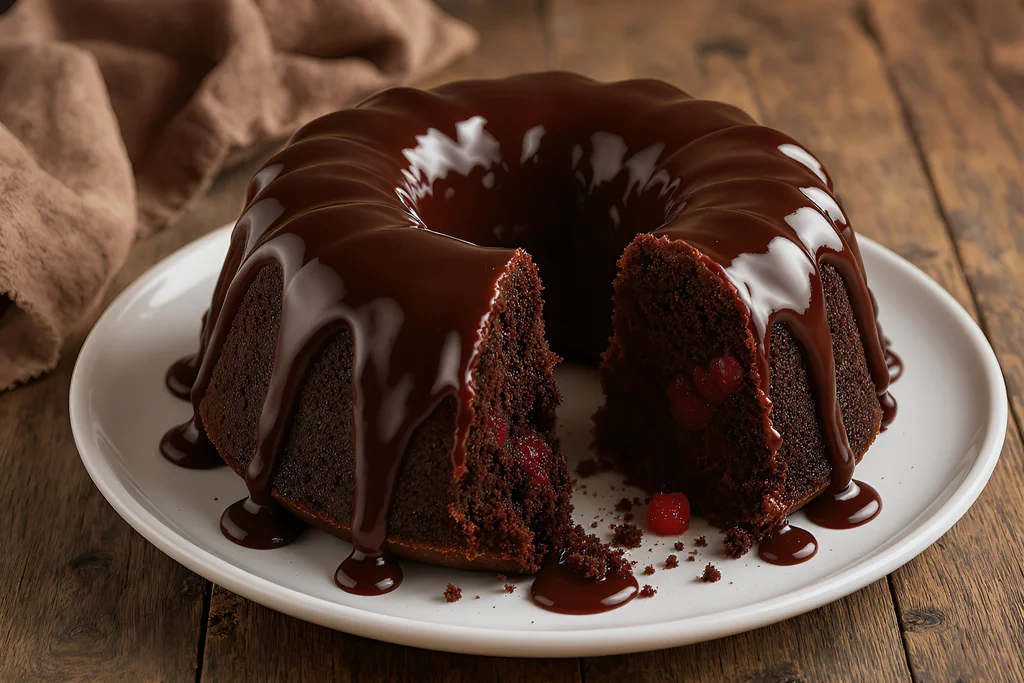 Obrázek k receptu na višňovou bábovku s čokoládovou polevou