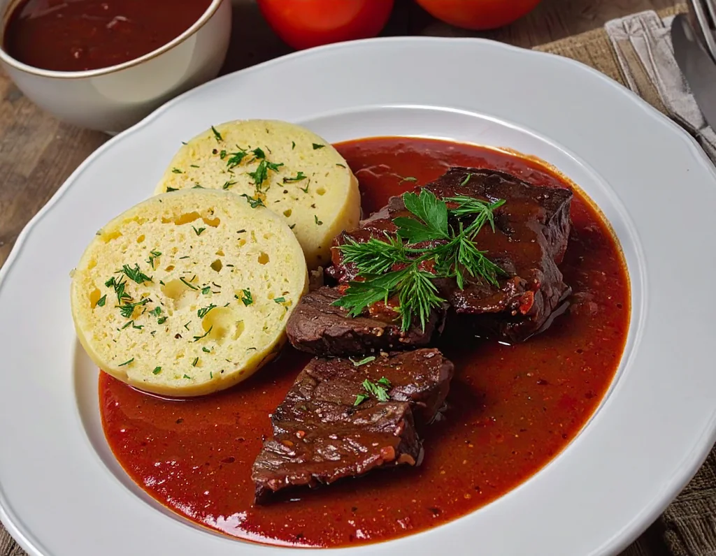 Obrázek receptu na rajskou s hovězím.