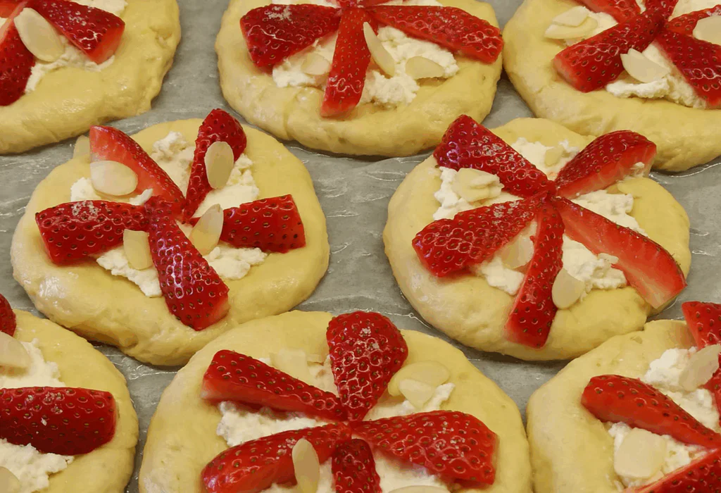 Obrázek k receptu na kynuté koláče s jahodami