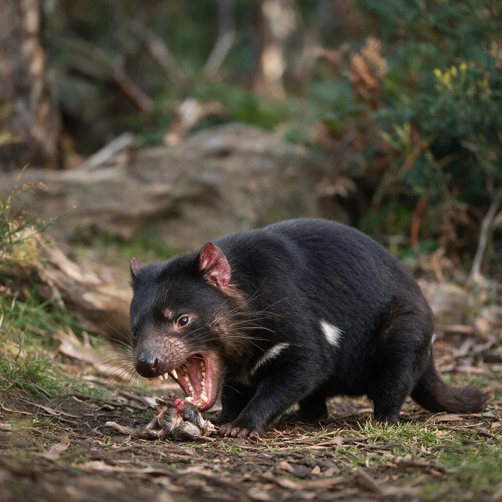seedream-5.0-pro_A_highly_photorealistic_Tasmanian_devil_feeding_naturally_in_the_wild_powerful_j-0