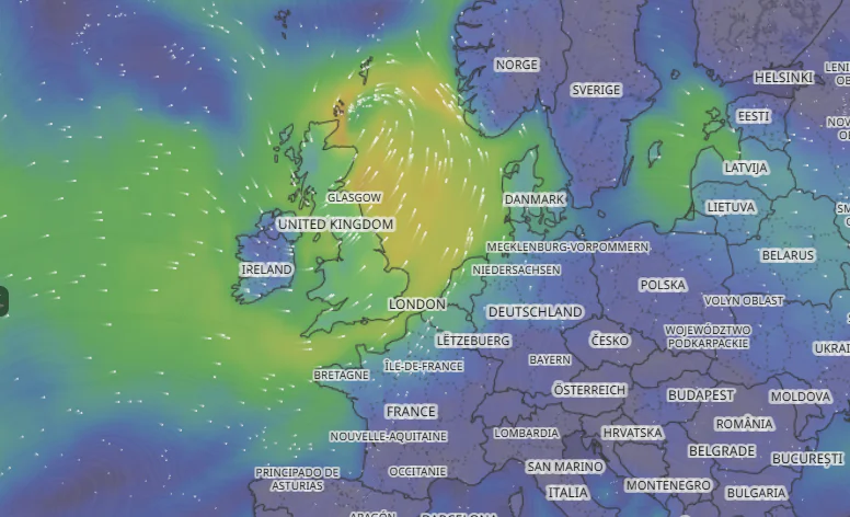 Tlaková níže Dave bude v sobotu večer nad Británií