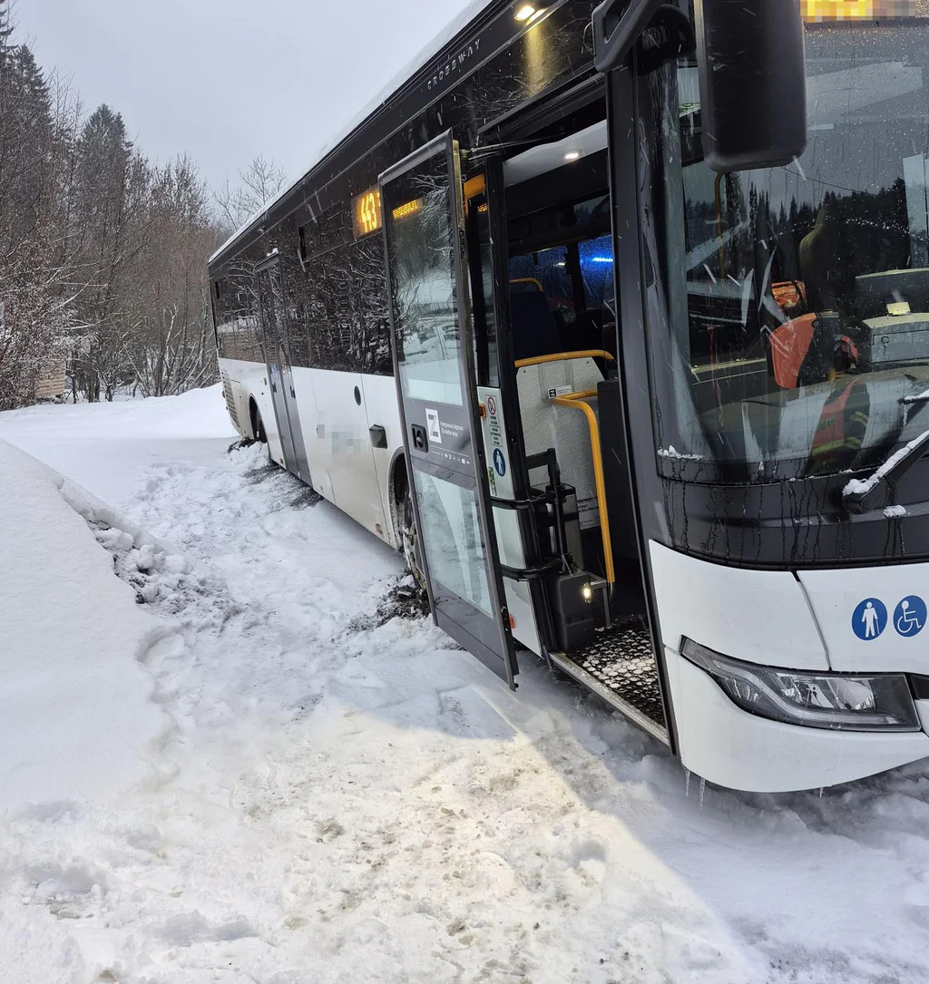 V Držkové havaroval autobus do příkopu. Foto: HZS