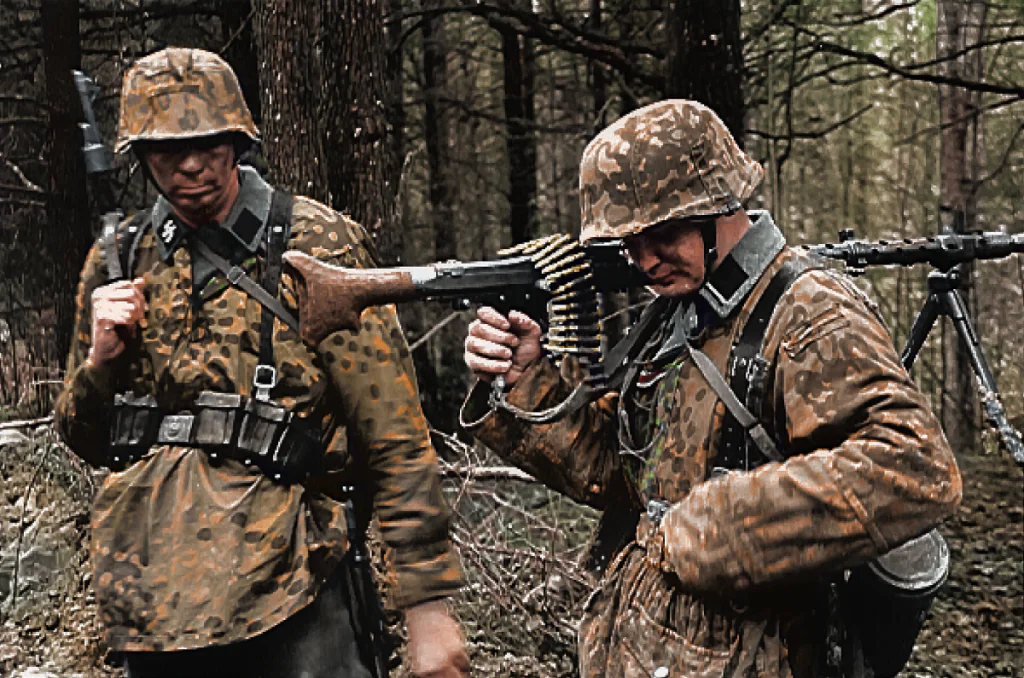 Waffen-SS, dva střelci z kulometu, SSSR, podzim, 1941