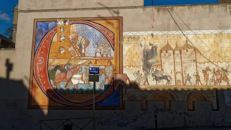 Kresba v severní části hradu Carcassonne