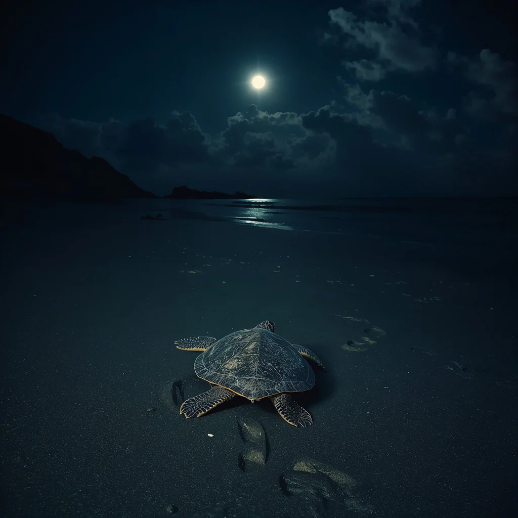lucid-origin_A_stunning_and_vibrant_cinematic_photo_of_Leatherback_sea_turtle_on_a_dark_sandy-1