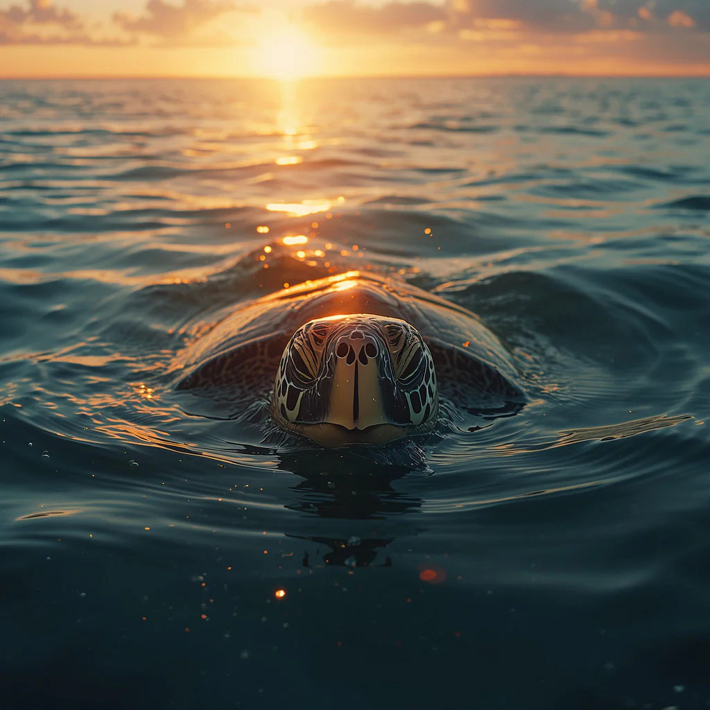 lucid-origin_A_stunning_and_vibrant_cinematic_photo_of_Leatherback_sea_turtle_surfacing_at_su-1
