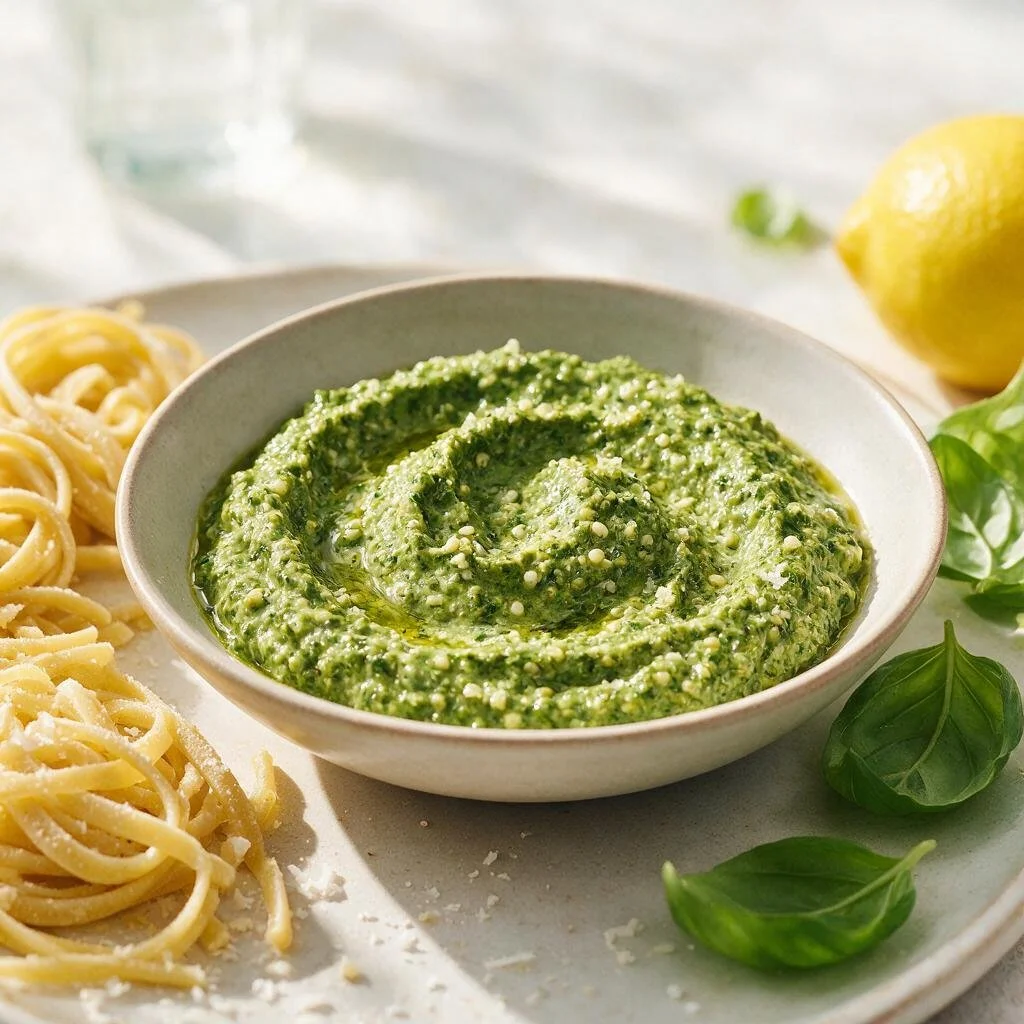 seedream-5.0-pro_Photorealistic_editorial_food_photograph_16_9._A_vivid_fresh_basil_pesto_made_wi-0