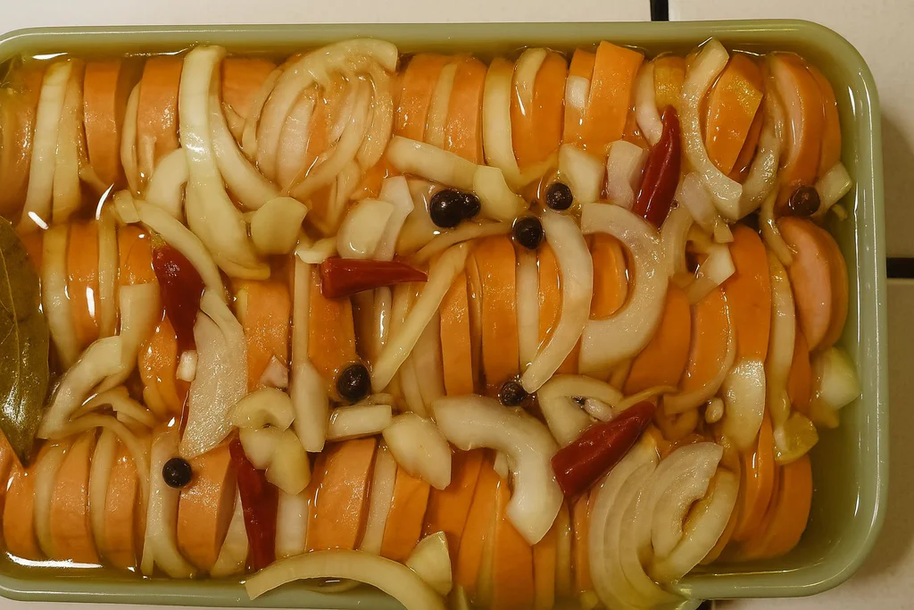 Pikantní utopenci s nálevem z piva