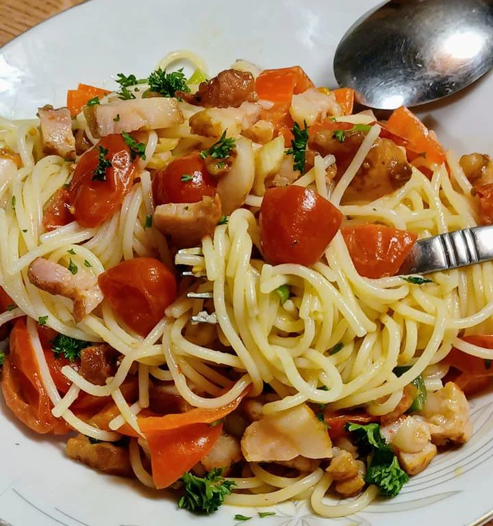 Obrázek k receptu na špagety se slaninou