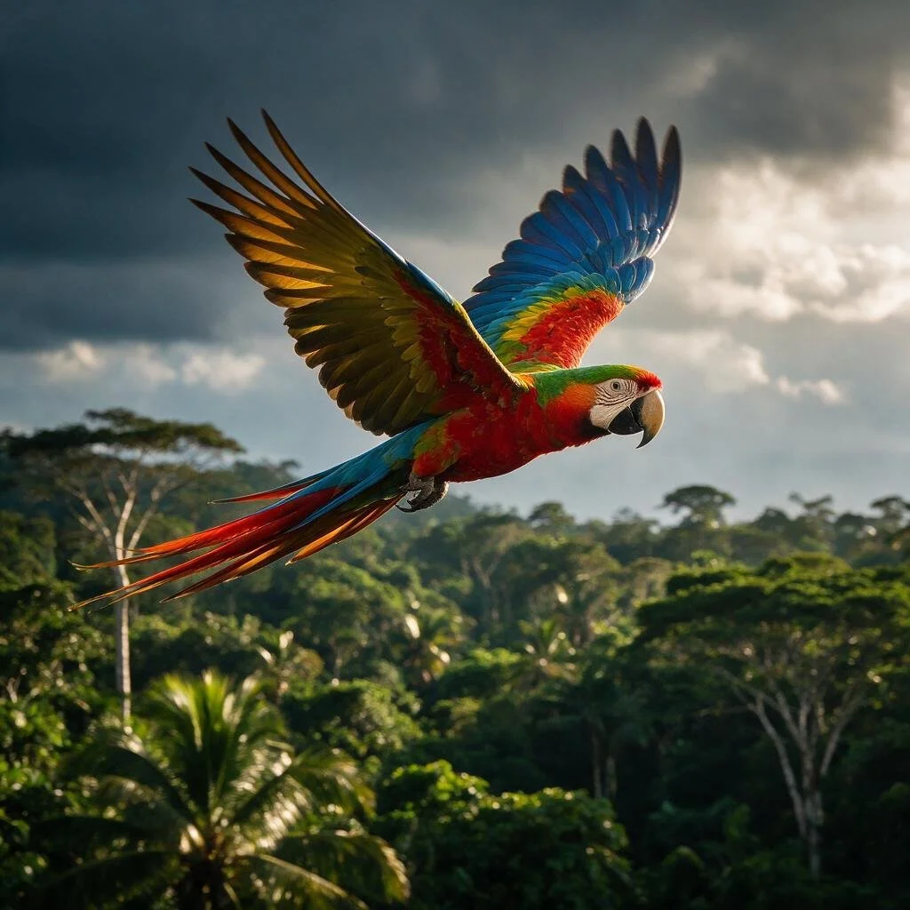 seedream-5.0-pro_A_photorealistic_macaw_in_full_flight_above_a_lush_tropical_forest_wings_spread_-0