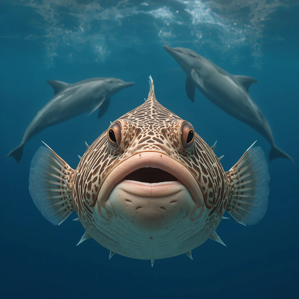 lucid-origin_A_photorealistic_close-up_of_an_inflated_pufferfish_underwater_facing_the_camera-0