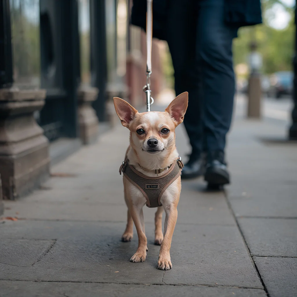 lucid-origin_A_photorealistic_Chihuahua_walking_confidently_on_its_own_four_paws_beside_its_o-0
