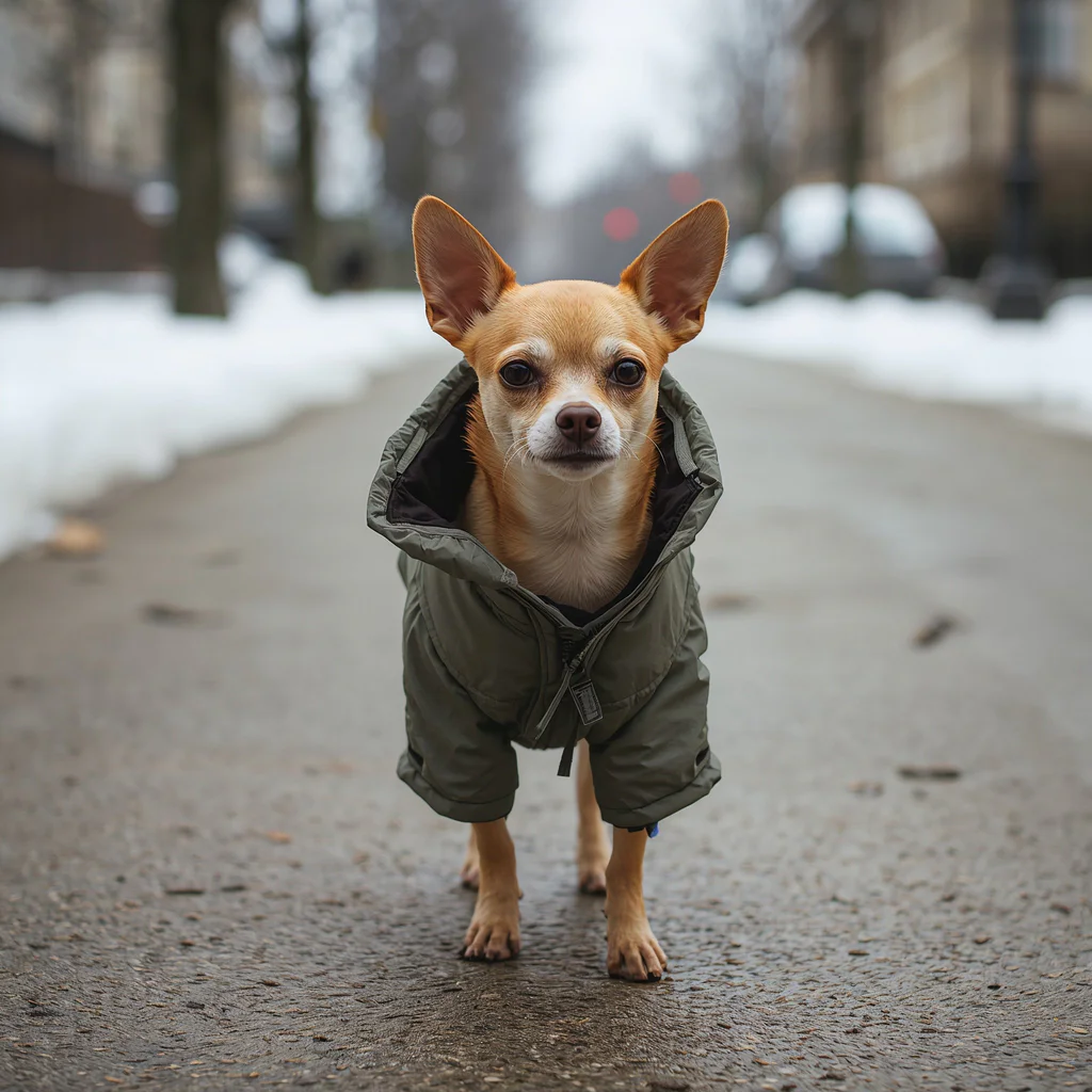 lucid-origin_A_photorealistic_short-haired_Chihuahua_wearing_a_simple_well-fitted_warm_dog_co-0