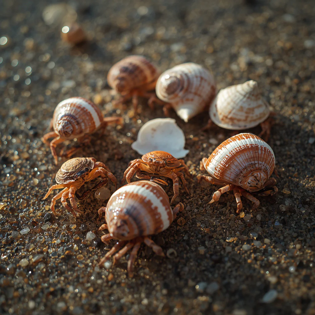 lucid-origin_A_stunning_and_vibrant_cinematic_photo_of_Several_hermit_crabs_gathered_around_e-1