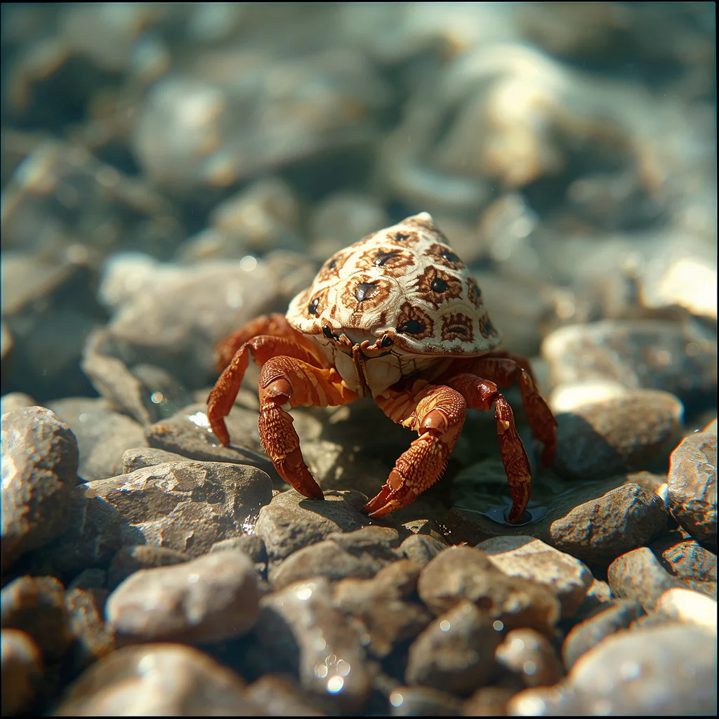 lucid-origin_A_stunning_and_vibrant_cinematic_photo_of_Hermit_crab_on_coral_rubble_in_shallow-1