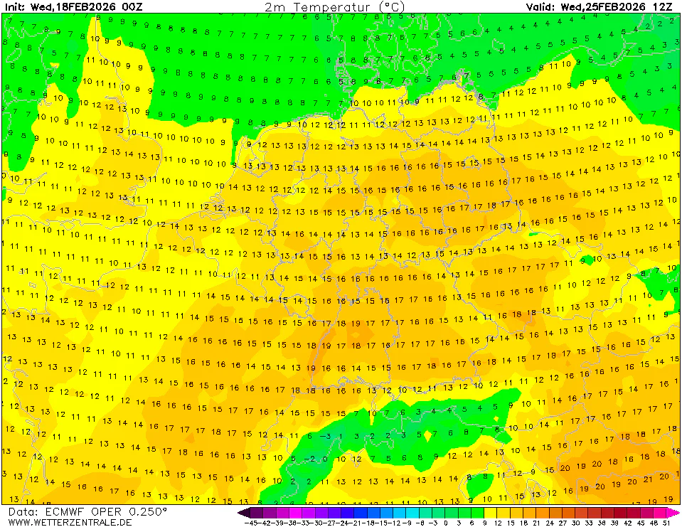 Model ECMWF předpovídá na příští středu skutečně jarní teploty