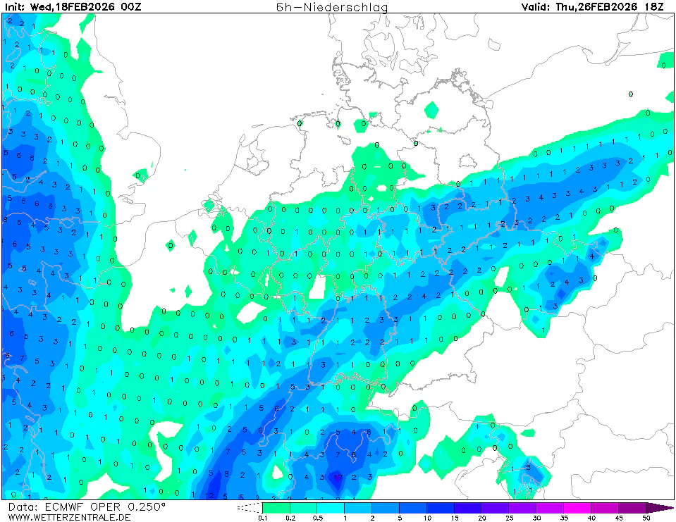 Model ECMWF potvrzuje od západu přechod okluzní fronty, která přinese srážky a také oteplování