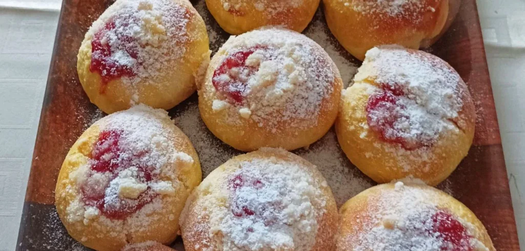 Obrázek receptu Mezi tvarohem a drobenkou: klasické kynuté tvarohové koláčky s drobenkou